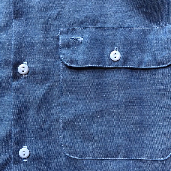 1960s 70s selvedge chambray usa prisoners shirt w… - image 9