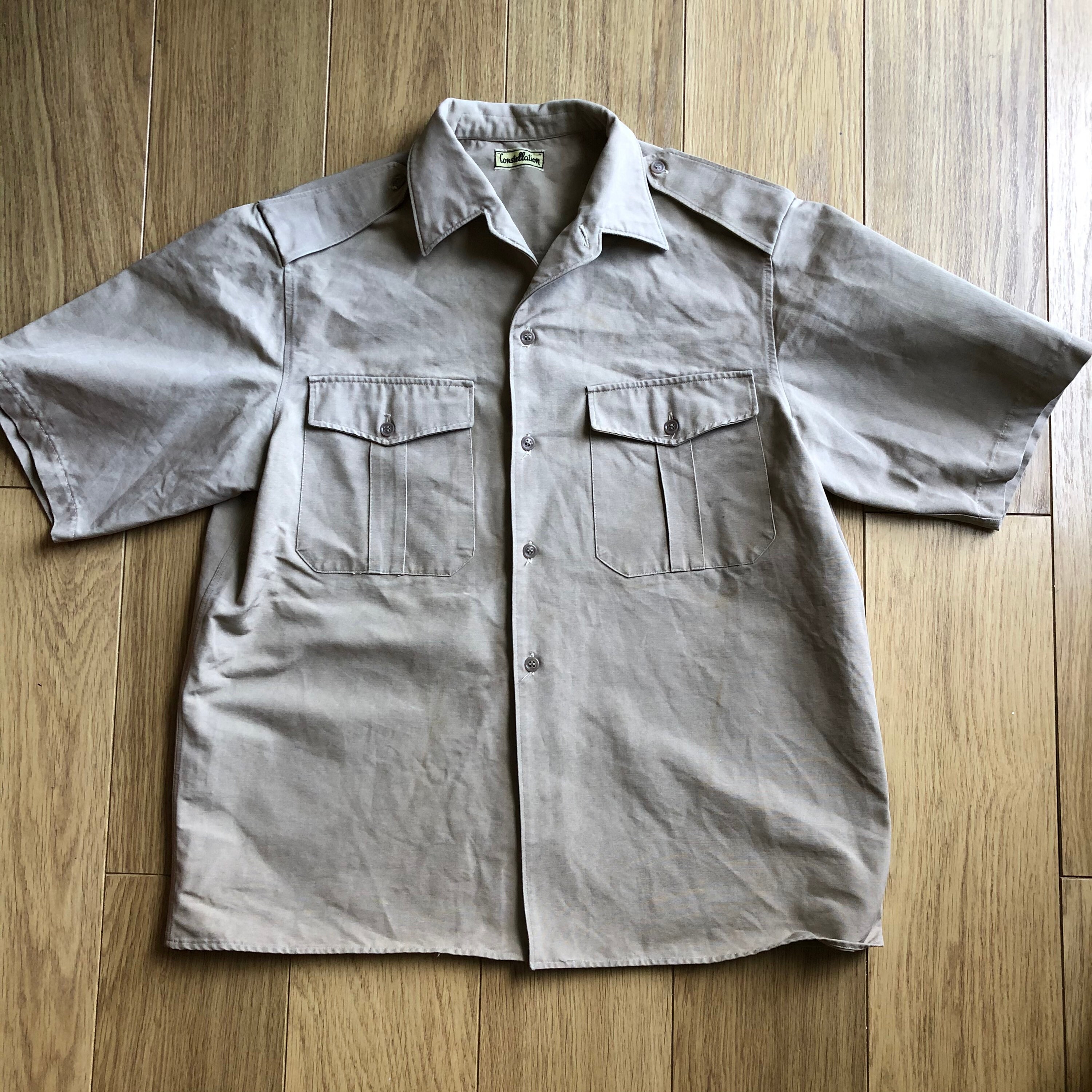 Image of 1940S 40S Genuine Vintage Safari Epaulet Epaulets Beige Cream Ww2 Military Desert Heavy Thick Cotton Workwear Chore Size Large