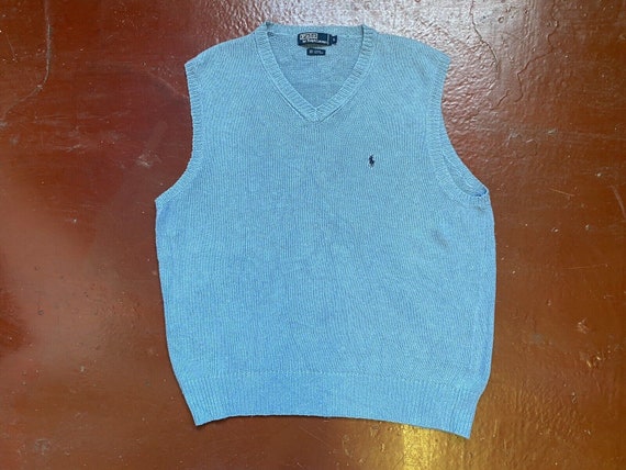 Polo Ralph Lauren Blue Tanktop Sweater Vest Linen & Cotton