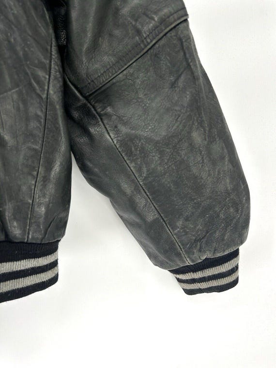 Cordon Gear Leather Bomber Jacket Grey Varsity 90s Vintage