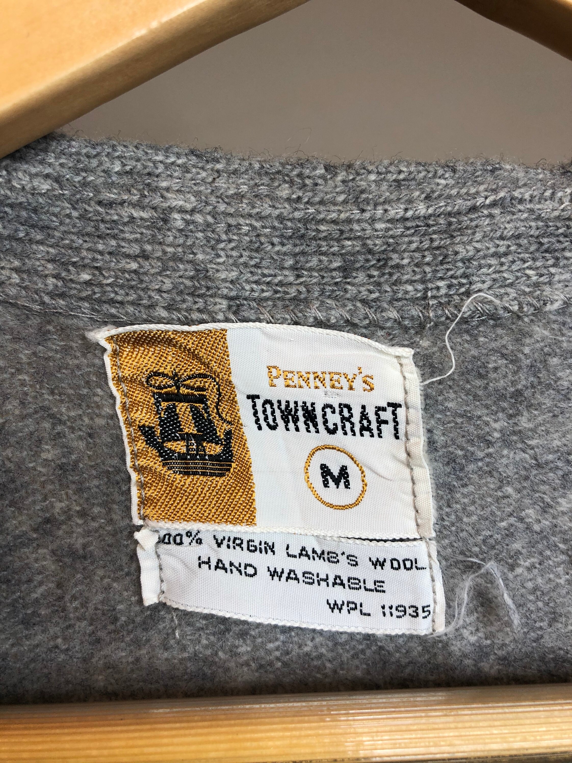 Image of 1960S 60S Penneys Towncraft Soft Grey Marl Lambswool Cardigan Mod Rockabilly Mid-Century Madmen Ratpack Ivy League Trad Winter Size Medium