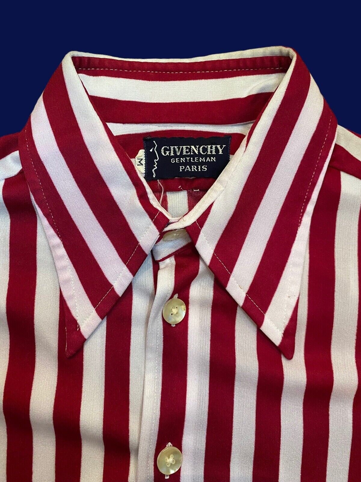1970s GIVENCHY Gentleman Paris Red White Candy Stripe Dagger Collar Shirt in Stretchy Polyester Knit Size M Etsy Canada