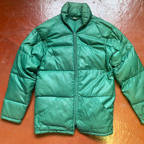 1970s ll bean insulated goose down quilted puffer jacket in green made in USA size small / XS