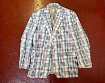 1970s USA indian madras check lord taylor blazer ivy league preppy 39S / M