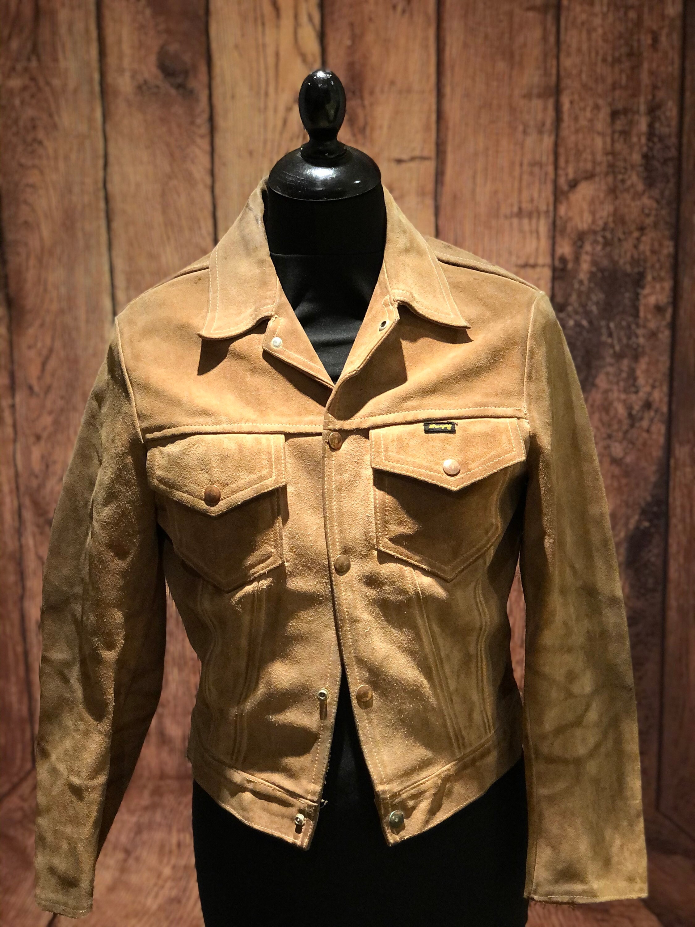 Image of 1960S 60S Vintage Wrangler Bluebell Suede Leather Trucker Type Iii Like Levis Big E Shorthorn Mod Skinhead Americana Western Rockabilly 36"