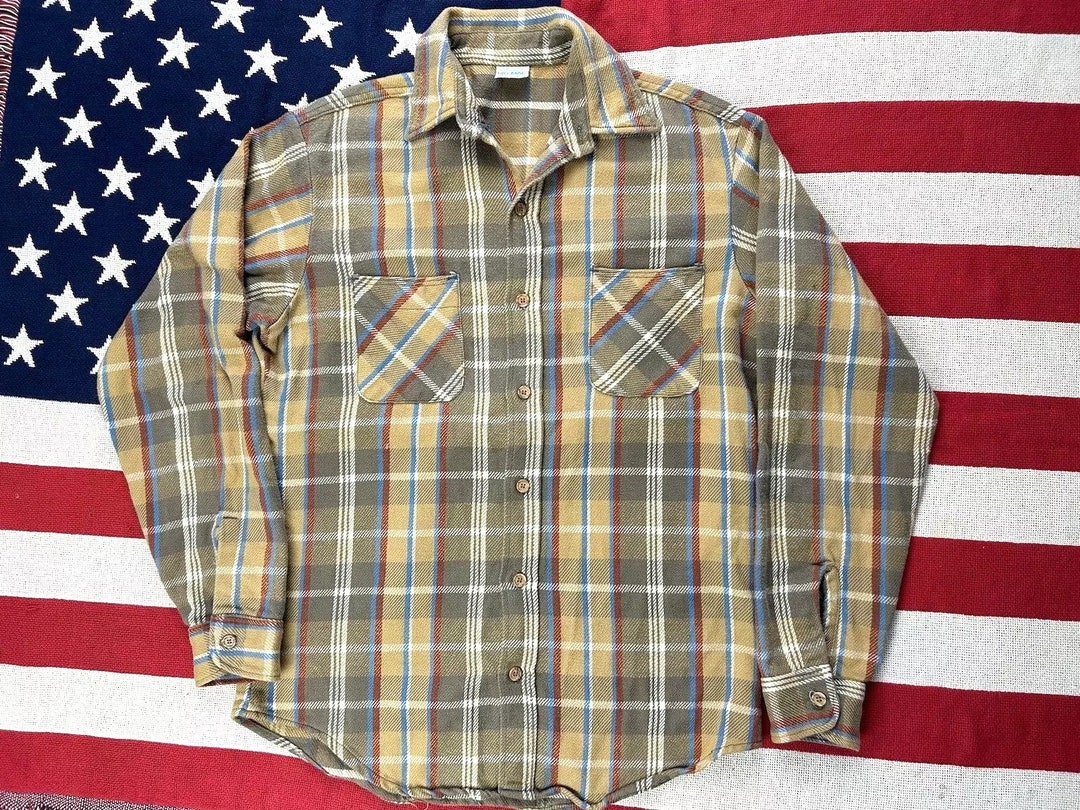 80'S BIG MAC Long Sleeve Flannel Check Shirt Made in USA Men's XL Vintage /eaa524067