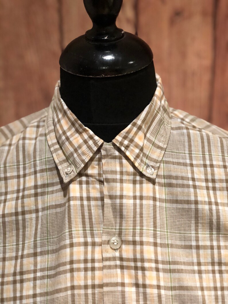 1960s 50s 60s vintage mens loop collar pure cotton check | Etsy