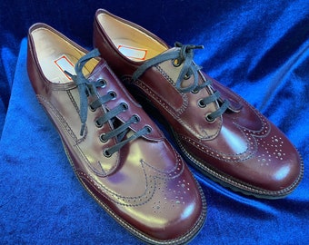 1970s Vintage mens oxblood burgundy Red chunky rubber sole brogues UK 10