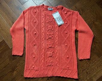 Deadstock 90s Vintage Debbie Morgan cotton crocheted lace slouchy jumper sweater size L