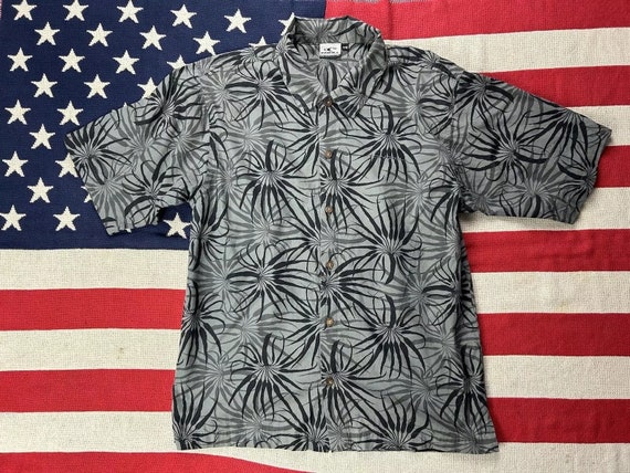 O'Neill mens hawaiian shirt grey black patterned … - image 1