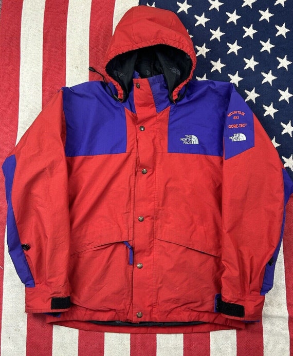The North Face 1990s Goretex Mountain Ski Jacket Mens Hooded Coat Red Purple Etsy