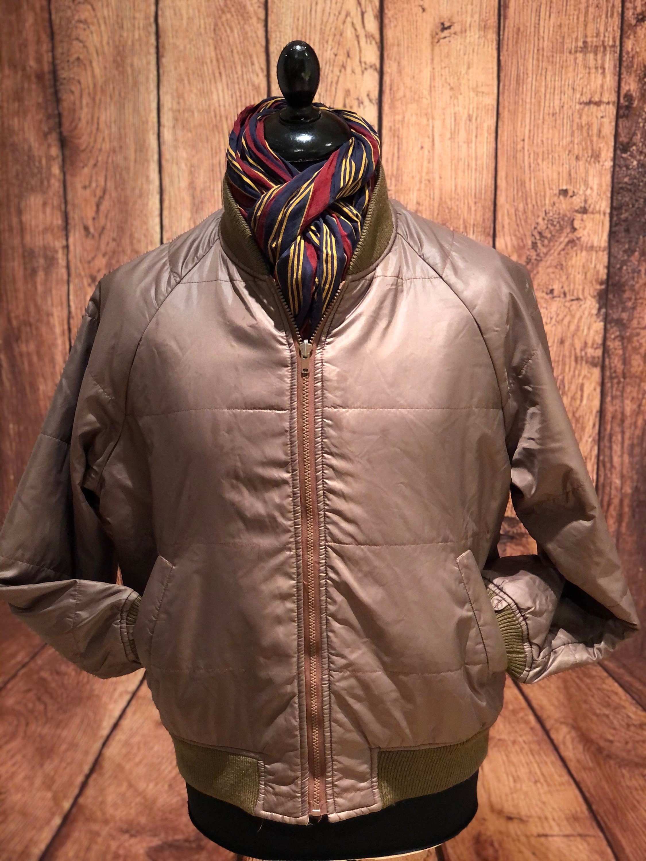 Image of 1970S 70S Campux Thin Quilted Warm Bomber Monkey Surfer Jacket Ivy Trad Preppy Outdoors Brown Ykk Zip Size Medium
