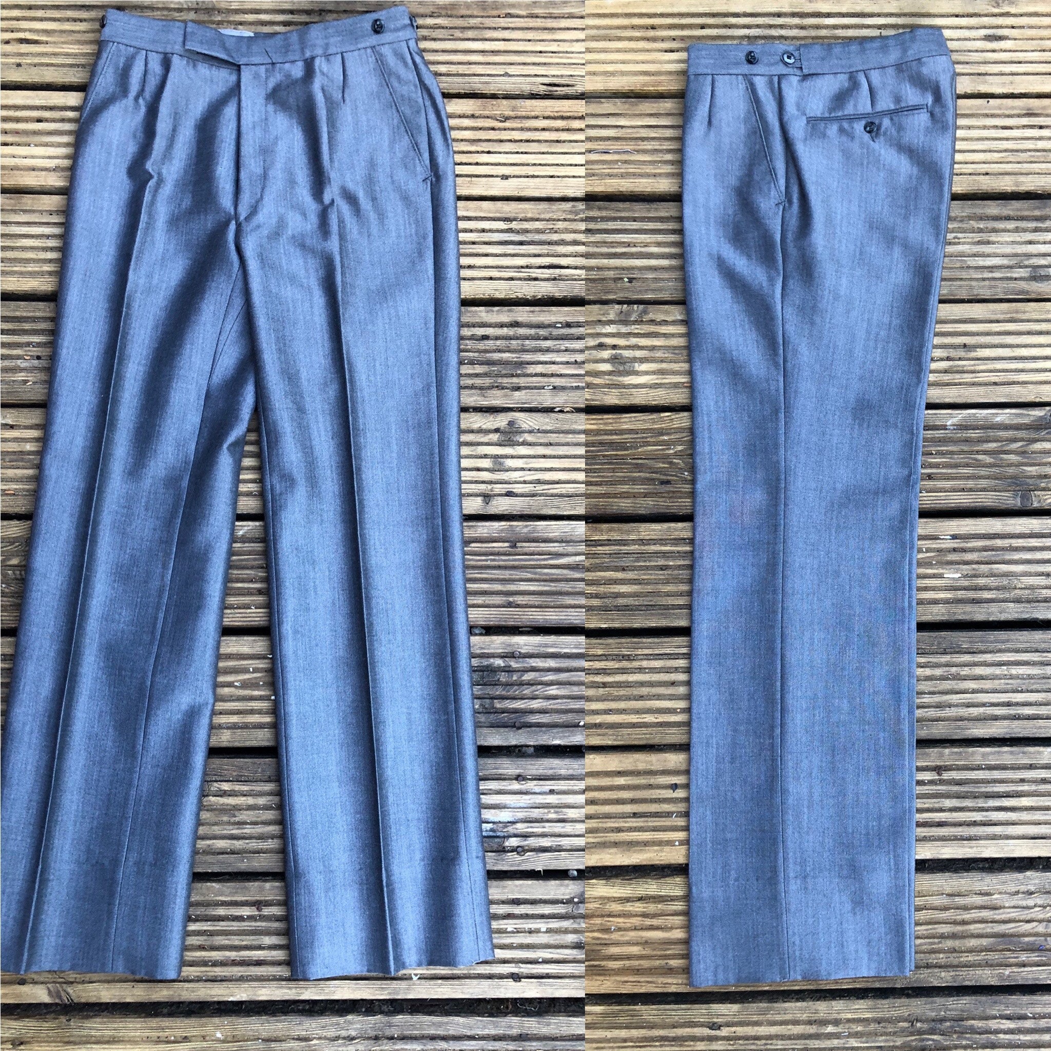 Image of 1970S 70S Mohair Staprest Style Side Adjusters Sharkskin Ratpack Swinging 60S Tonic Trousers Pants Skinhead Ivy W 30" L30"