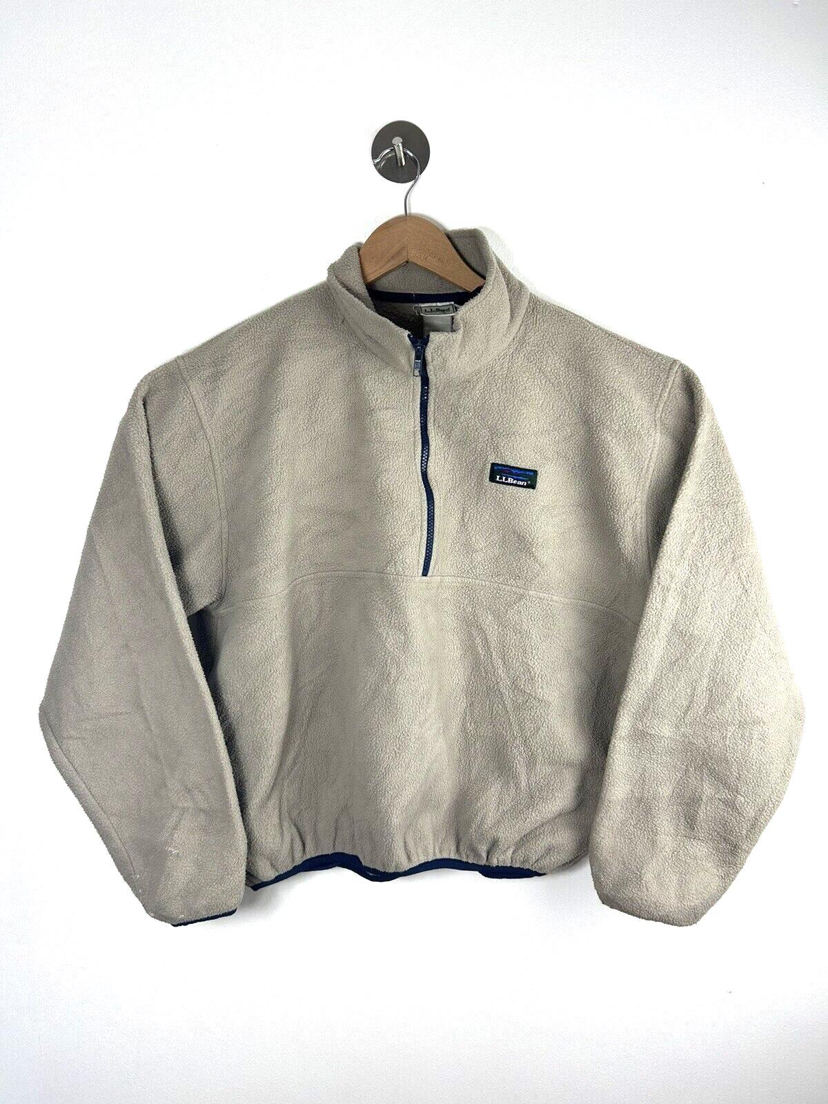 LL Bean Fleece Beige Quarter Zip Outdoors Made in USA Mens LL Bean Fleece Beige Quarter Zip Outdoors Made in USA Mens