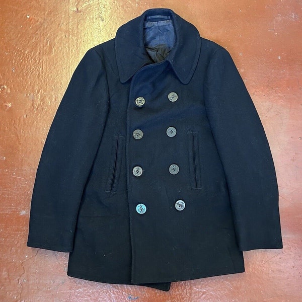 original 1940s WW2 US Pea coat Reefer jacket navy wool size XXS