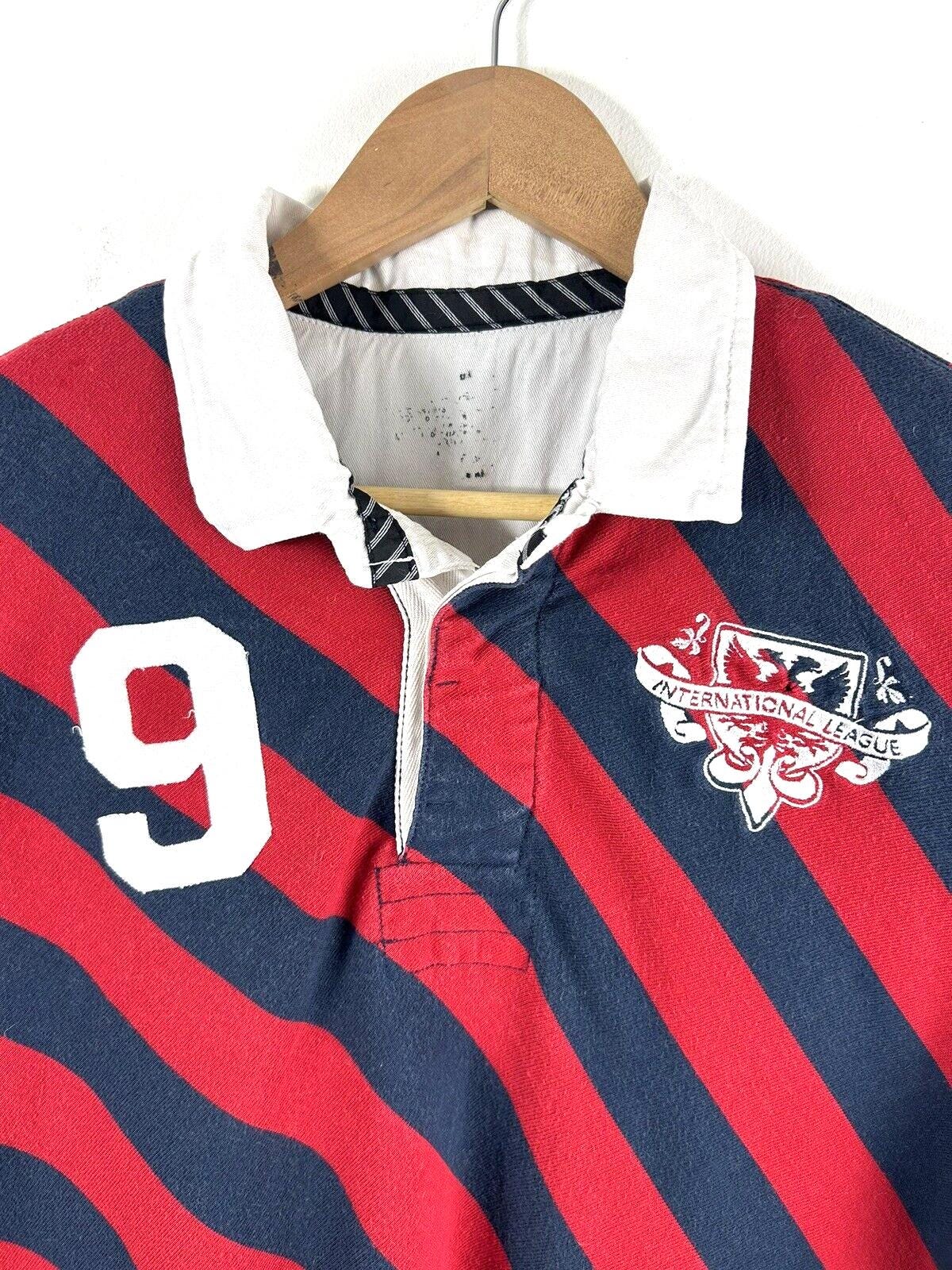 【はこぽす対応商品】 Jersey Shirt Rugby Vintage Old Elbow Stripe Red Blue Navy ウェア