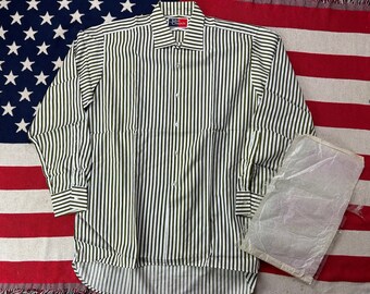 1960s John Church stripe shirt deadstock bengal stripe made England 16.5 Large