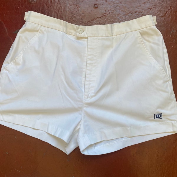1970s Wilson tennis sports shorts white polycotton W35