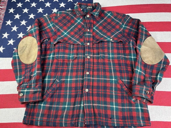 Woolrich Wool Shirt Jacket CPO Suede Elbow Patches Made in USA Medium Etsy