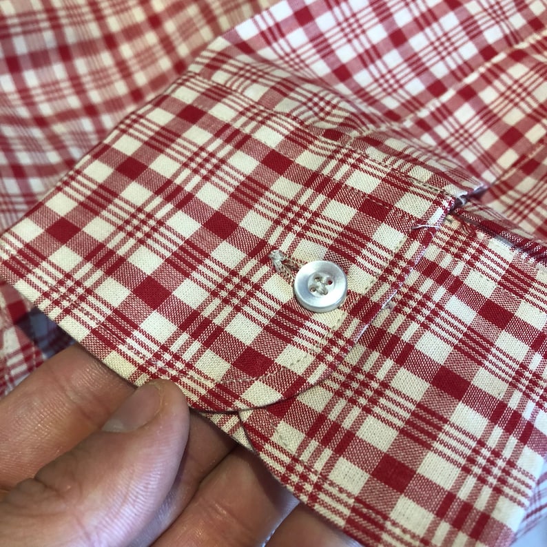 60s 1960s pure cotton check button down shirt by harridge Row ivy leauge trad mod skinhead size 16.5 16 size Large