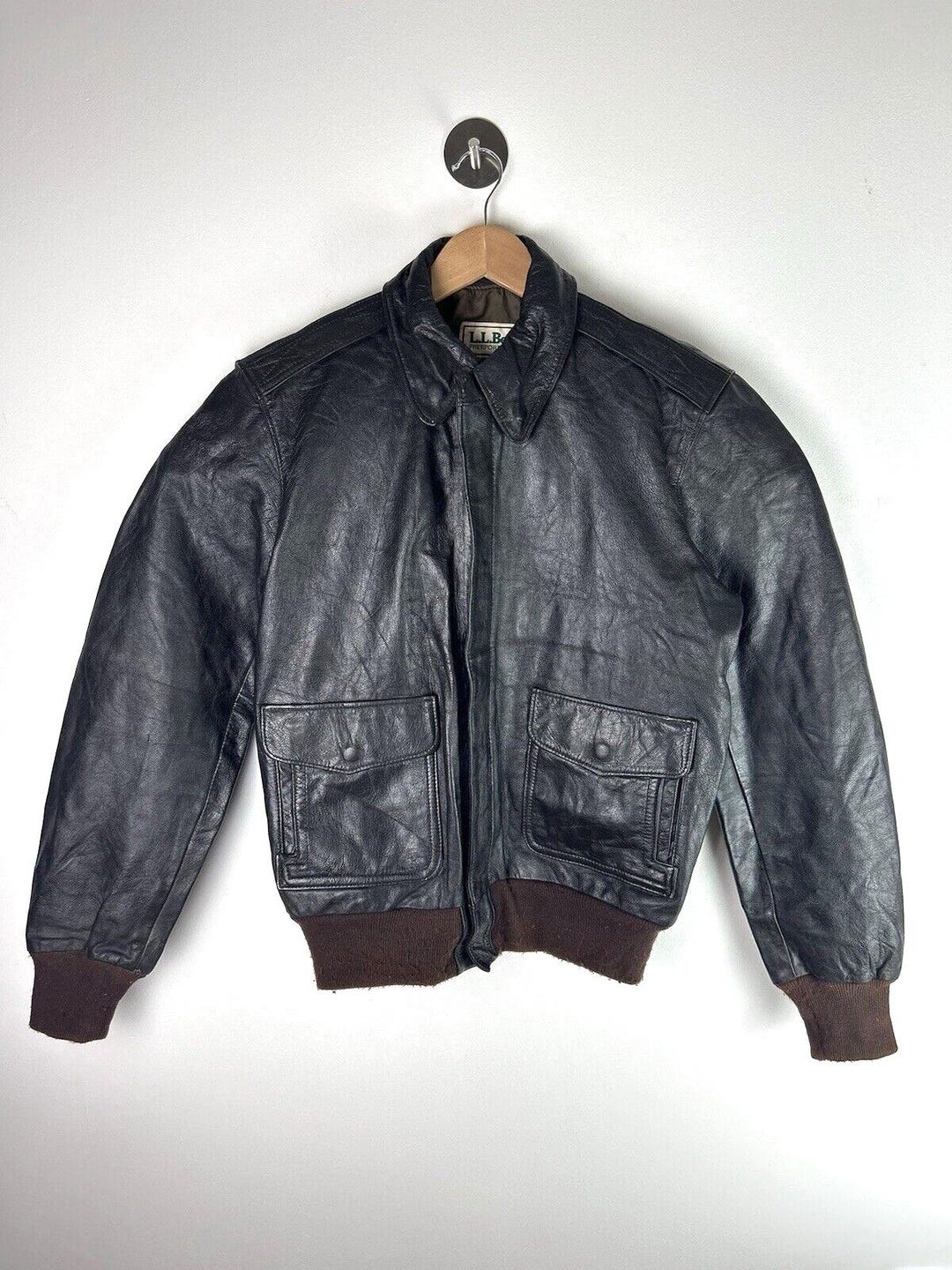 LL Bean A2 Leather Pilot Jacket Made in USA 90s Vintage A-2 