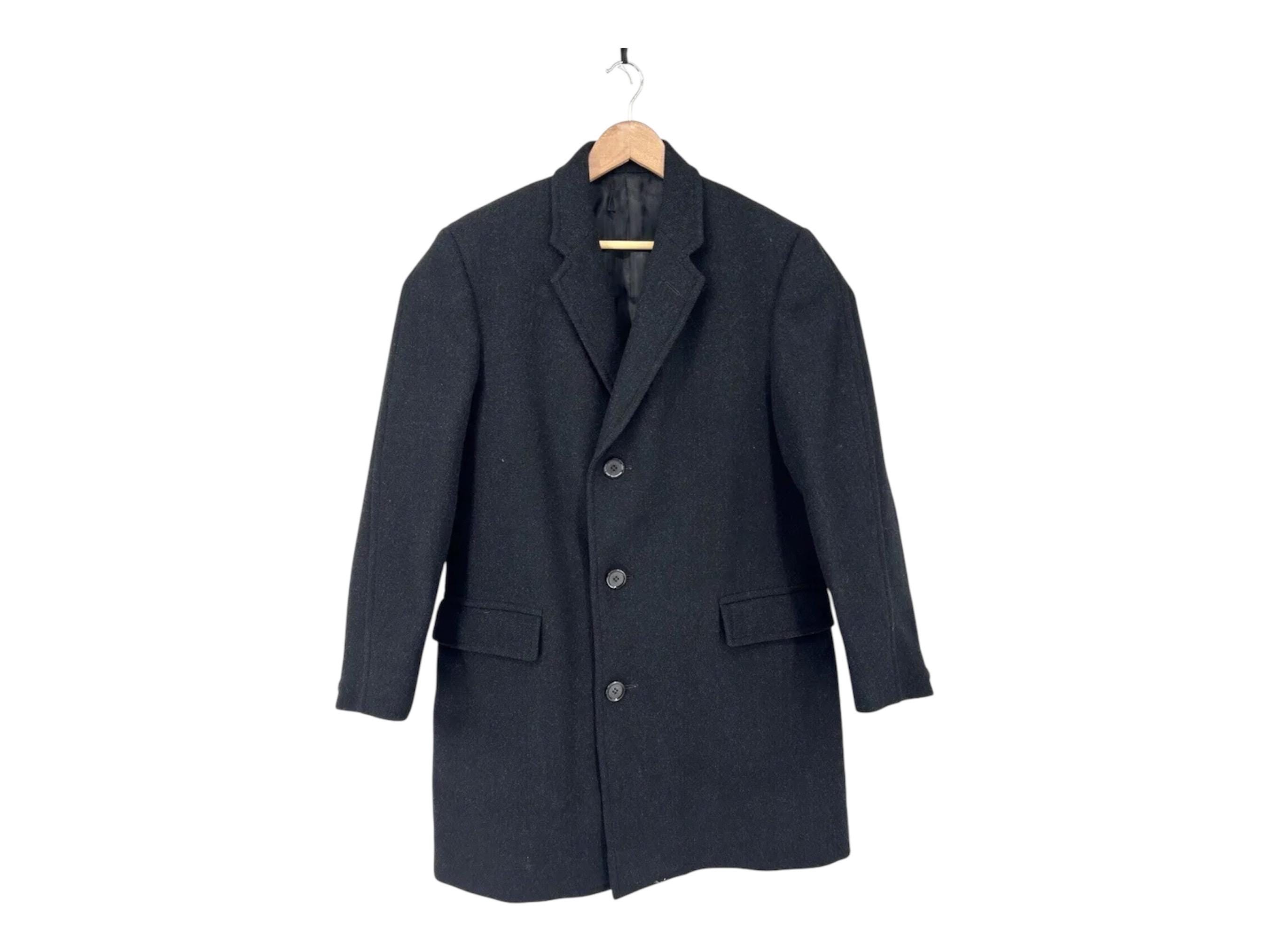 Crombie, 1950s Comar black overcoat crombie Made in England 3/4 length Mens 42'' Large