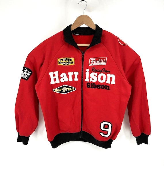 ジャケット・アウター RED PATCH RACING JACKET Vintage Racing Jacket Red Harrison Motorbike Zip up 90s Y2k