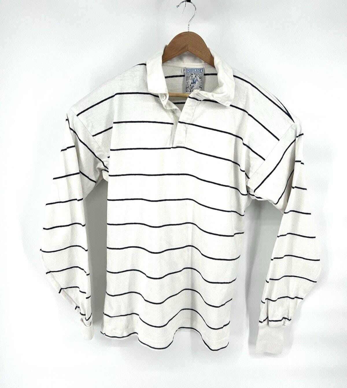 NWT Lands' End Men's Rugby Shirt Heavy Duty Long Sleeve Polo