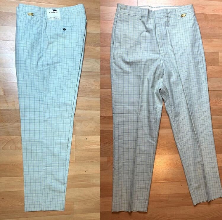 Image of 1960S 60S Deadstock Made in Usa Farah Staprest Farahpress Stay Press Check No Iron Ivy League Trad Mod Skinhead Size Slim W 31"