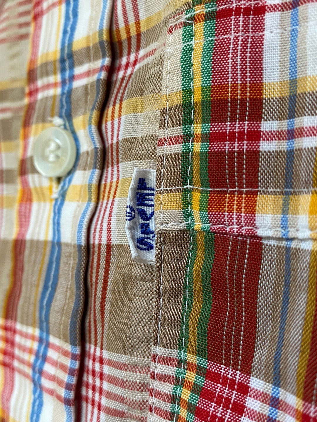 RARE VTG 70s LEVIS BIG E RED TAB DENIM WESTERN SHIRT ROCKABILLY 42” (40) M
