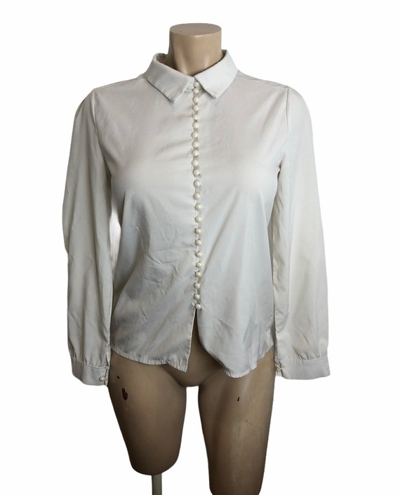 1970s 70s does 1940s 40s silk style rayon blouse b