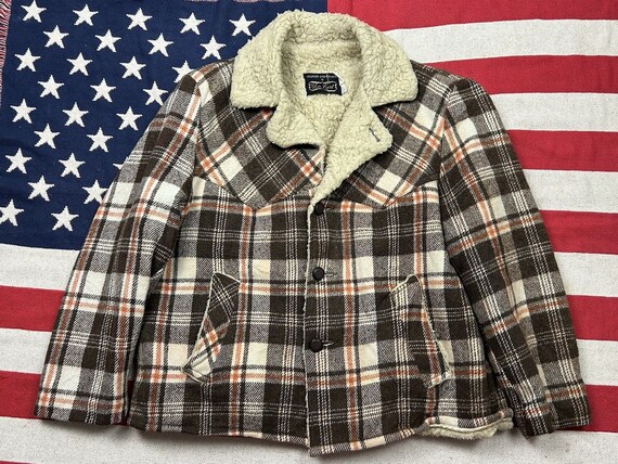 1970s Wool Check CPO Brown Western Jacket Shearling Lined USA Workwear XL Etsy UK