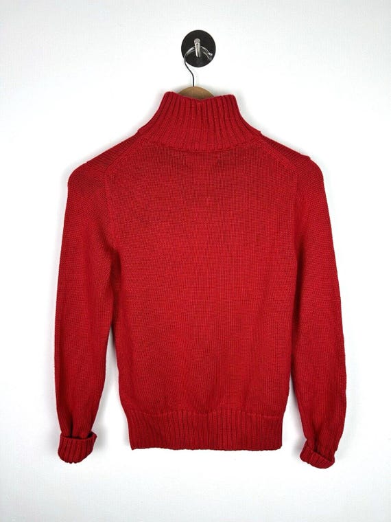 Polo Ralph Lauren Jumper Quarter Zip Neck Red Cotton Y2k Polo Ralph Lauren Jumper Quarter Zip Neck Red Cotton Y2k