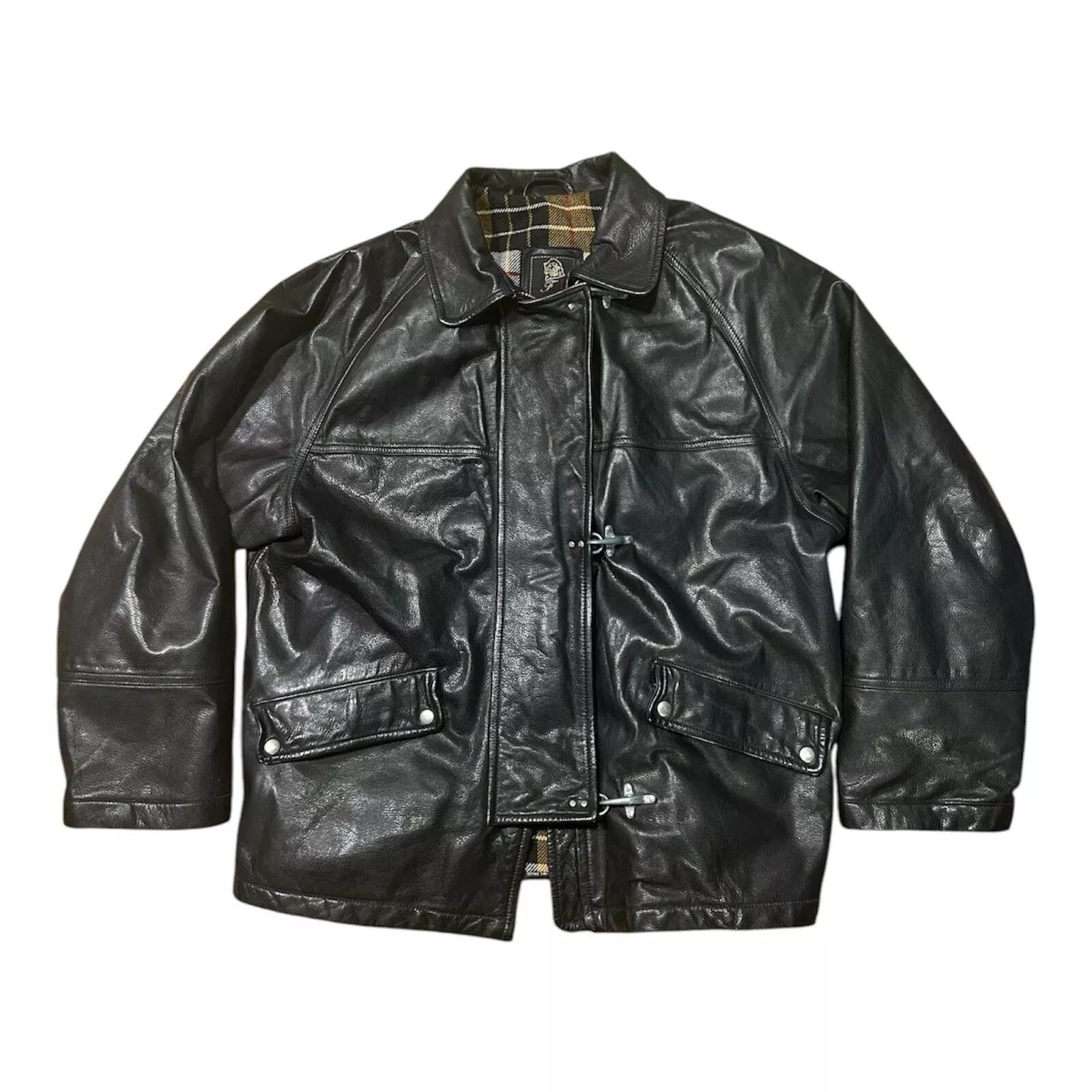 vintage leather fireman crop jacket