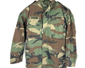 Vintage Coat Woodland Camouflage Pattern Combat Army Men's Vintage Coat Woodland Camouflage Pattern Combat Army Men's