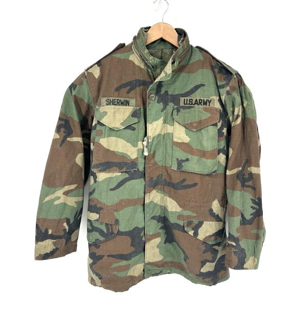Vintage US Army Jacket M81 1980s Woodland Camo Military Mens Vintage US Army Jacket M81 1980s Woodland Camo Military Mens