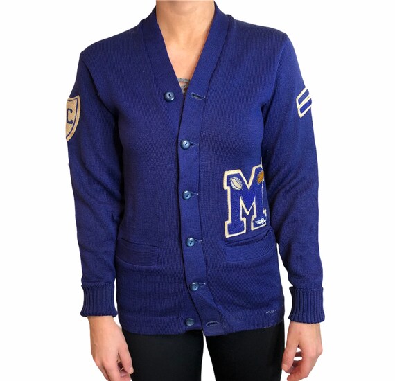 1950s 50s whiting co pure wool navy letterman prep