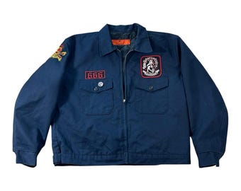 1980s Red Kap Faded Work Jacket | Size XL-RG | Gray Quilted