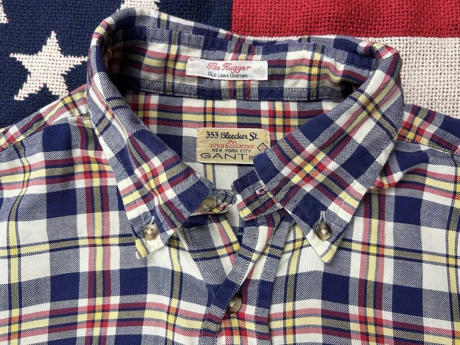 Gant the Hugger Shirt Yellow Blue Check Button Down Rugger Ivy 