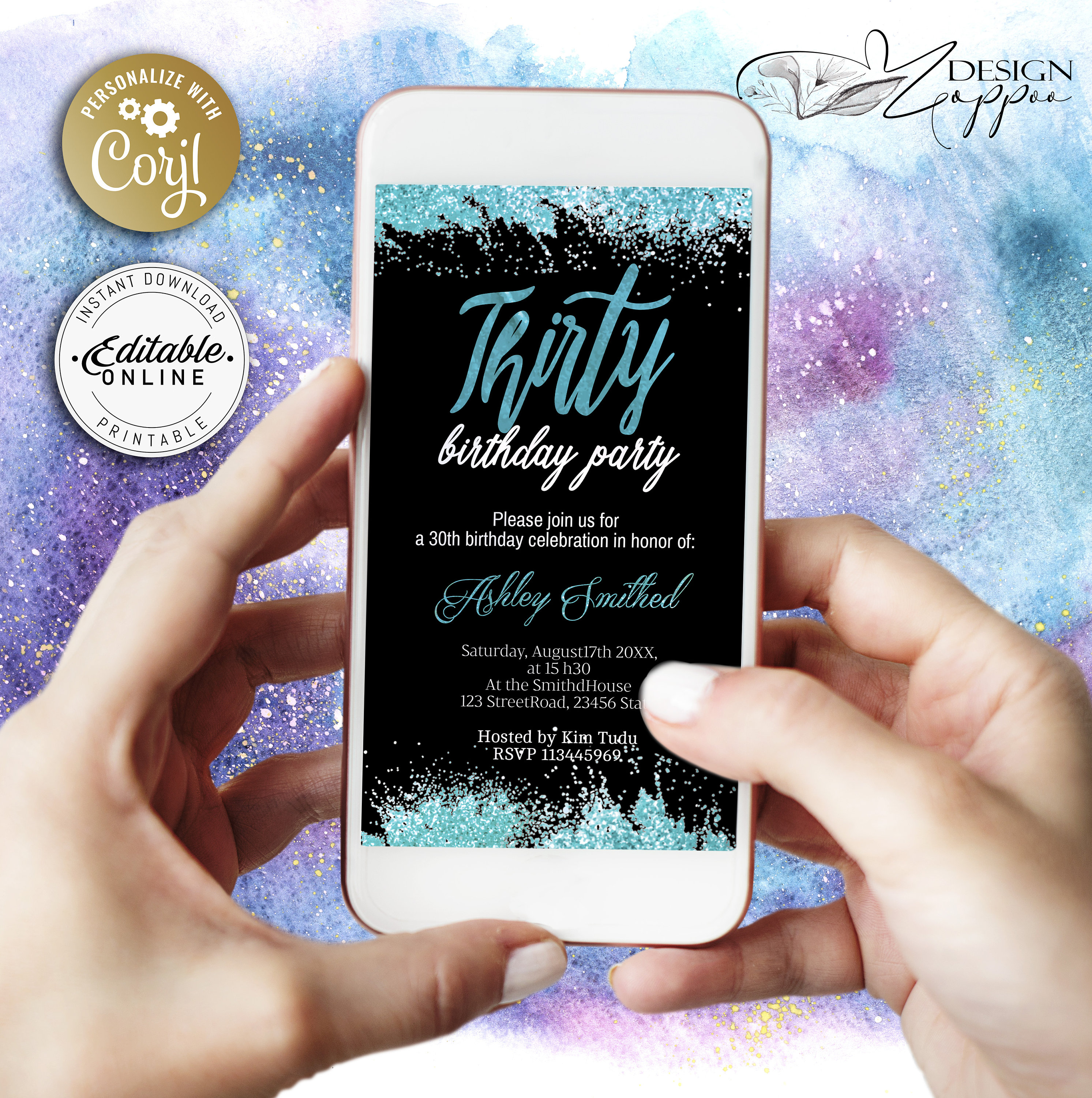 Let's Flamingle electronic birthday invitation tropical Etsy