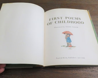 First Poems of Childhood 1967 // Illustrated by Tasha Tudor // Vintage Blue Children's Book // Children's Poetry Book