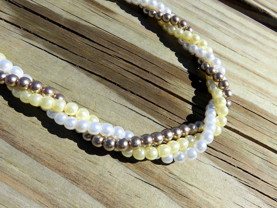 AVON Pearl Necklace // Triple Strand Pearl Neckla… - image 2