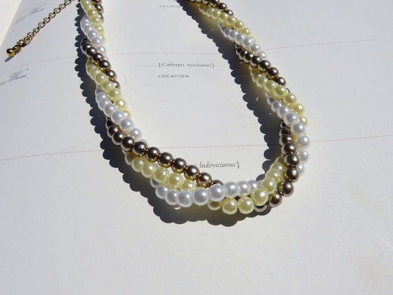 AVON Pearl Necklace // Triple Strand Pearl Neckla… - image 5