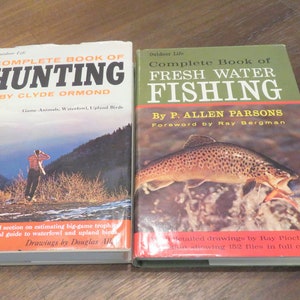 Box Set Outdoor Life Complete Book of Fresh Water Fishing // Complete Book of Hunting // Vintage Hunting and Fishing Book Set // Fly Fishing