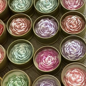 Floral Candle, Peony Candle, Wedding, Baptism, Birthday Favors, Personalized Wedding, Sangeet, Mehndi Favor, Gift, Flower Candle, Tin Candle