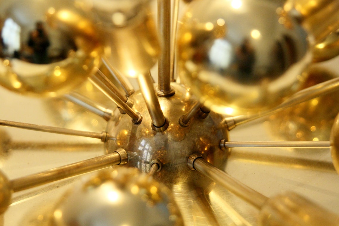 Große goldene Deckenleuchte im Sputnik-Design von Cosack aus | Etsy