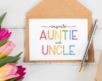 New Auntie Uncle Card, Gift for new Aunt, New Uncle Gift