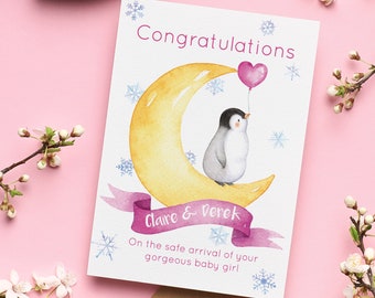 Personalised New baby girl card, It's a girl card, New arrival card, New Baby card, Girl Card, Congratulations New Baby Card