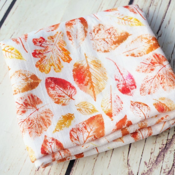 Autumn Baby Muslin, Burb Cloth, Fall Super Soft Patterned Cotton Muslin, Newborn Baby Gift