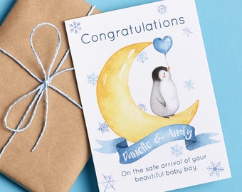 Personalised New baby boy card, It's a boy card, New arrival card, Baby card, Boy Card, Congratulations new baby card.